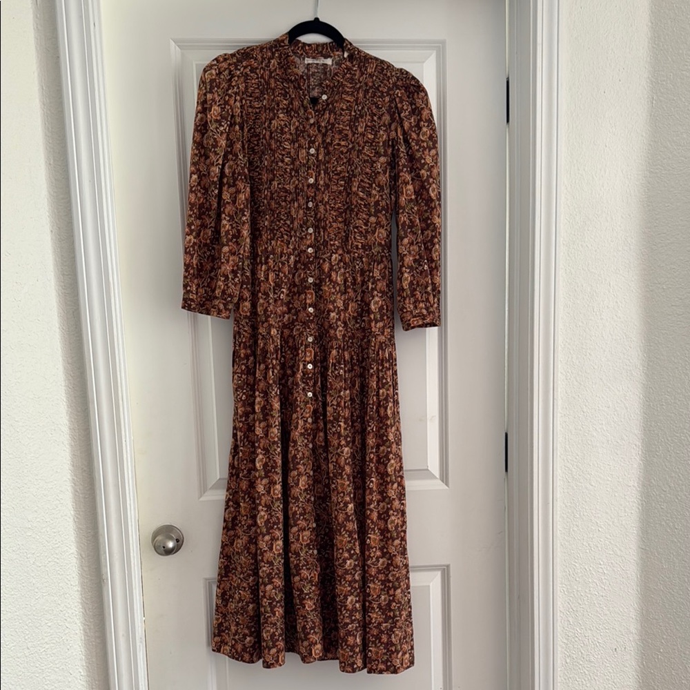 Doen Floral Maxi Dress in Brown and Cream